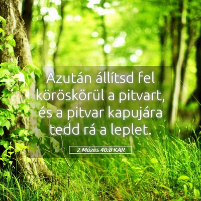 Picture 05 - 2 Mózes 40:8 KAR - Azután állítsd fel köröskörül a pitvart, - Bible Verse Picture