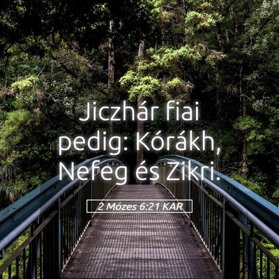 Picture 05 - 2 Mózes 6:21 KAR - Jiczhár fiai pedig: Kórákh, Nefeg és - Bible Verse Picture