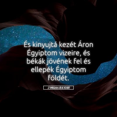 Picture 05 - 2 Mózes 8:6 KAR - És kinyujtá kezét Áron Égyiptom vizeire, és - Bible Verse Picture
