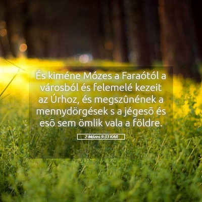 Picture 05 - 2 Mózes 9:33 KAR - És kiméne Mózes a Faraótól a városból és - Bible Verse Picture
