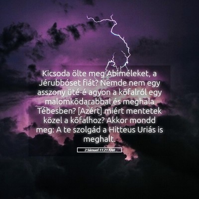 Picture 05 - 2 Sámuel 11:21 KAR - Kicsoda ölte meg Abiméleket, a Jérubbóset - Bible Verse Picture