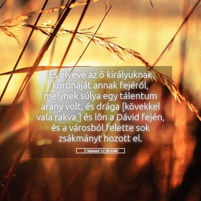 Picture 05 - 2 Sámuel 12:30 KAR - És elvevé az õ királyuknak koronáját annak - Bible Verse Picture