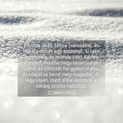 Picture 05 - 2 Sámuel 14:2 KAR - Elkülde Joáb Tékoa [városába], és hozata - Bible Verse Picture
