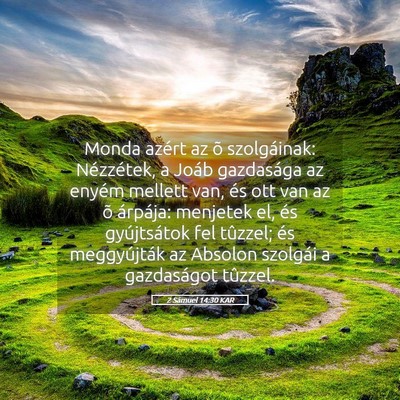 Picture 05 - 2 Sámuel 14:30 KAR - Monda azért az õ szolgáinak: Nézzétek, a - Bible Verse Picture