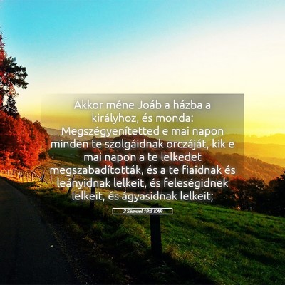 Picture 05 - 2 Sámuel 19:5 KAR - Akkor méne Joáb a házba a királyhoz, és - Bible Verse Picture