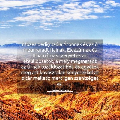 Picture 05 - 3 Mózes 10:12 KAR - Mózes pedig szóla Áronnak és az õ megmaradt - Bible Verse Picture