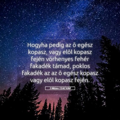 Picture 05 - 3 Mózes 13:42 KAR - Hogyha pedig az õ egész kopasz, vagy elõl - Bible Verse Picture