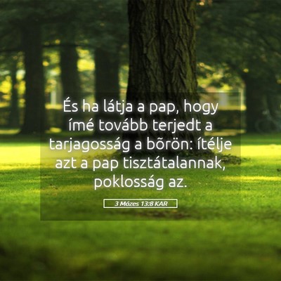 Picture 05 - 3 Mózes 13:8 KAR - És ha látja a pap, hogy ímé tovább terjedt a - Bible Verse Picture
