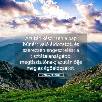 Picture 05 - 3 Mózes 14:19 KAR - Azután készítsen a pap bûnért való - Bible Verse Picture