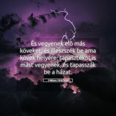 Picture 05 - 3 Mózes 14:42 KAR - És vegyenek elõ más köveket, és illeszszék - Bible Verse Picture