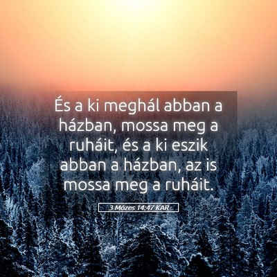 Picture 05 - 3 Mózes 14:47 KAR - És a ki meghál abban a házban, mossa meg a - Bible Verse Picture