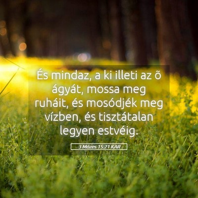Picture 05 - 3 Mózes 15:21 KAR - És mindaz, a ki illeti az õ ágyát, mossa meg - Bible Verse Picture