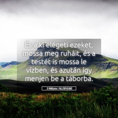 Picture 05 - 3 Mózes 16:28 KAR - És a ki elégeti ezeket, mossa meg ruháit, és - Bible Verse Picture