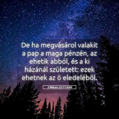 Picture 05 - 3 Mózes 22:11 KAR - De ha megvásárol valakit a pap a maga pénzén, - Bible Verse Picture