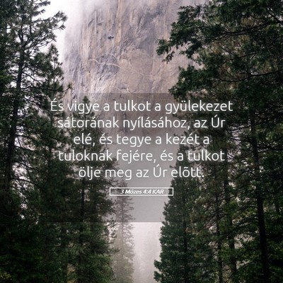 Picture 05 - 3 Mózes 4:4 KAR - És vigye a tulkot a gyülekezet sátorának - Bible Verse Picture