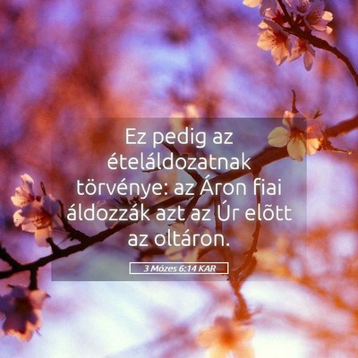 Picture 05 - 3 Mózes 6:14 KAR - Ez pedig az ételáldozatnak törvénye: az Áron - Bible Verse Picture