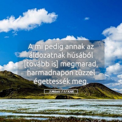 Picture 05 - 3 Mózes 7:17 KAR - A mi pedig annak az áldozatnak húsából - Bible Verse Picture