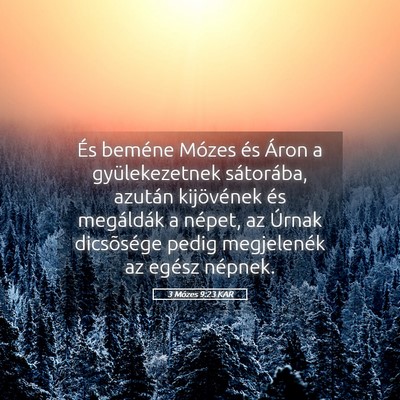 Picture 05 - 3 Mózes 9:23 KAR - És beméne Mózes és Áron a gyülekezetnek - Bible Verse Picture