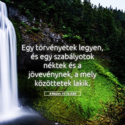 Picture 05 - 4 Mózes 15:16 KAR - Egy törvényetek legyen, és egy szabályotok - Bible Verse Picture