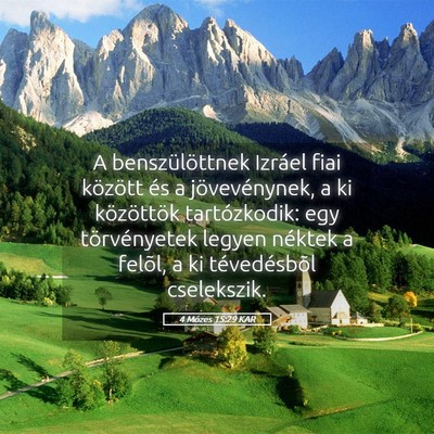 Picture 05 - 4 Mózes 15:29 KAR - A benszülöttnek Izráel fiai között és a - Bible Verse Picture