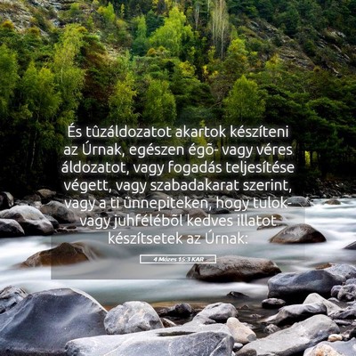 Picture 05 - 4 Mózes 15:3 KAR - És tûzáldozatot akartok készíteni az Úrnak, - Bible Verse Picture
