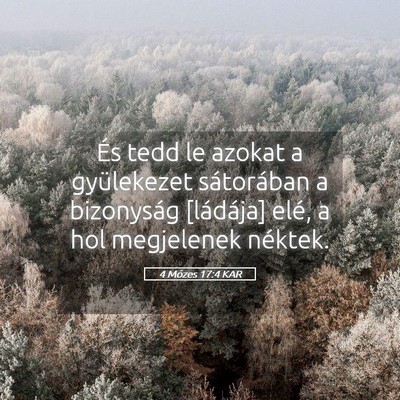 Picture 05 - 4 Mózes 17:4 KAR - És tedd le azokat a gyülekezet sátorában a - Bible Verse Picture