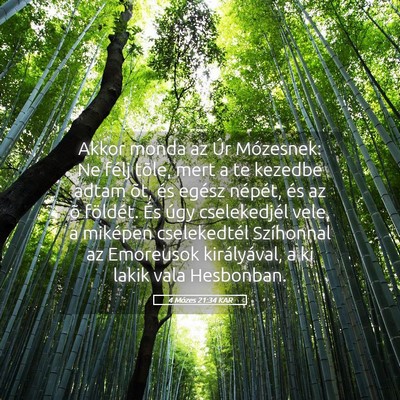 Picture 05 - 4 Mózes 21:34 KAR - Akkor monda az Úr Mózesnek: Ne félj tõle, - Bible Verse Picture
