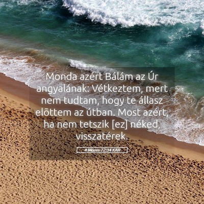 Picture 05 - 4 Mózes 22:34 KAR - Monda azért Bálám az Úr angyalának: - Bible Verse Picture