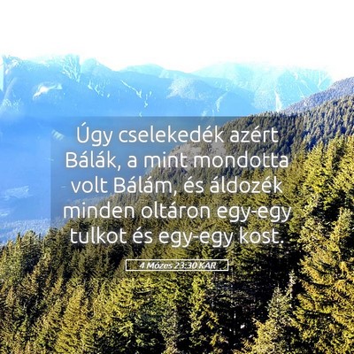 Picture 05 - 4 Mózes 23:30 KAR - Úgy cselekedék azért Bálák, a mint mondotta - Bible Verse Picture