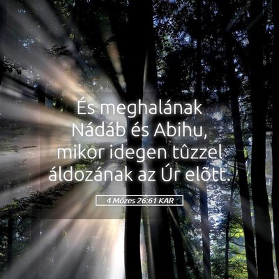 Picture 05 - 4 Mózes 26:61 KAR - És meghalának Nádáb és Abihu, mikor idegen - Bible Verse Picture
