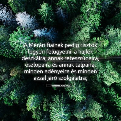 Picture 05 - 4 Mózes 3:36 KAR - A Mérári fiainak pedig tisztök legyen - Bible Verse Picture