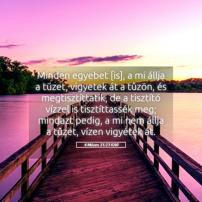 Picture 05 - 4 Mózes 31:23 KAR - Minden egyebet [is], a mi állja a tüzet, - Bible Verse Picture