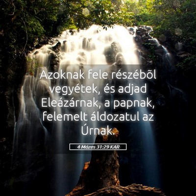 Picture 05 - 4 Mózes 31:29 KAR - Azoknak fele részébõl vegyétek, és adjad - Bible Verse Picture