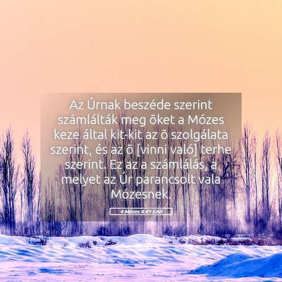 Picture 05 - 4 Mózes 4:49 KAR - Az Úrnak beszéde szerint számlálták meg - Bible Verse Picture
