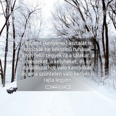 Picture 05 - 4 Mózes 4:7 KAR - A szent [kenyerek] asztalát is borítsák be - Bible Verse Picture