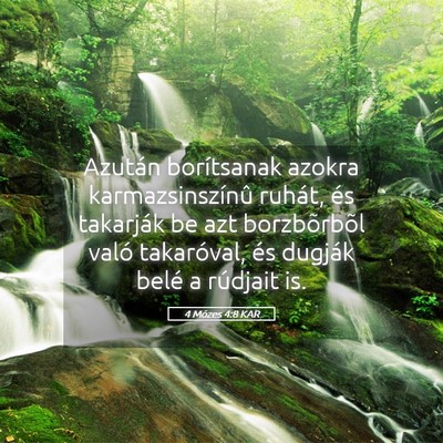Picture 05 - 4 Mózes 4:8 KAR - Azután borítsanak azokra karmazsinszínû - Bible Verse Picture