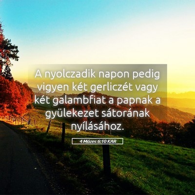Picture 05 - 4 Mózes 6:10 KAR - A nyolczadik napon pedig vigyen két gerliczét - Bible Verse Picture