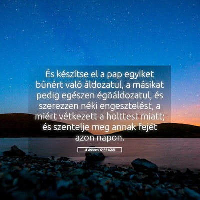 Picture 05 - 4 Mózes 6:11 KAR - És készítse el a pap egyiket bûnért való - Bible Verse Picture