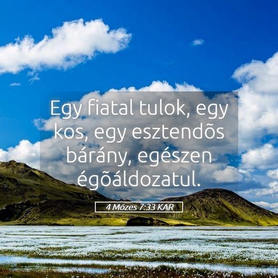Picture 05 - 4 Mózes 7:33 KAR - Egy fiatal tulok, egy kos, egy esztendõs - Bible Verse Picture