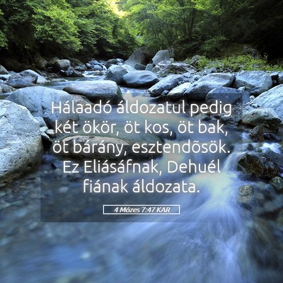 Picture 05 - 4 Mózes 7:47 KAR - Hálaadó áldozatul pedig két ökör, öt kos, - Bible Verse Picture