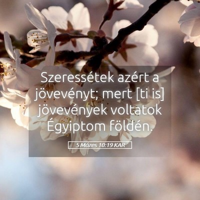 Picture 05 - 5 Mózes 10:19 KAR - Szeressétek azért a jövevényt; mert [ti is] - Bible Verse Picture