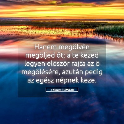 Picture 05 - 5 Mózes 13:9 KAR - Hanem megölvén megöljed õt; a te kezed legyen - Bible Verse Picture