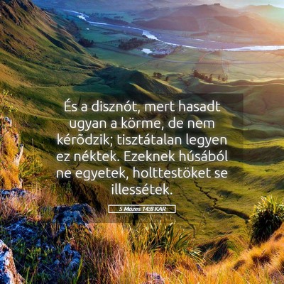 Picture 05 - 5 Mózes 14:8 KAR - És a disznót, mert hasadt ugyan a körme, de - Bible Verse Picture