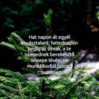 Picture 05 - 5 Mózes 16:8 KAR - Hat napon át egyél kovásztalant; hetednapon - Bible Verse Picture