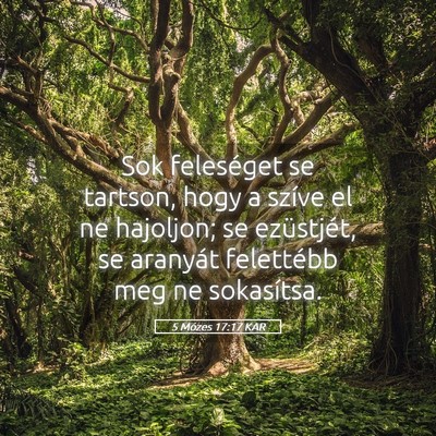 Picture 05 - 5 Mózes 17:17 KAR - Sok feleséget se tartson, hogy a szíve el ne - Bible Verse Picture