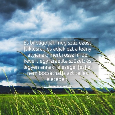Picture 05 - 5 Mózes 22:19 KAR - És bírságolják meg száz ezüst [siklusra,] - Bible Verse Picture
