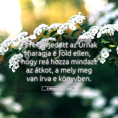 Picture 05 - 5 Mózes 29:27 KAR - És felgerjedett az Úrnak haragja e föld ellen, - Bible Verse Picture
