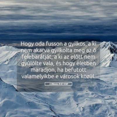 Picture 05 - 5 Mózes 4:42 KAR - Hogy oda fusson a gyilkos, a ki nem akarva - Bible Verse Picture