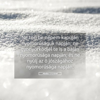 Picture 05 - Abdiás 1:13 KAR - Ne törj be népem kapuján nyomorúságuk - Bible Verse Picture