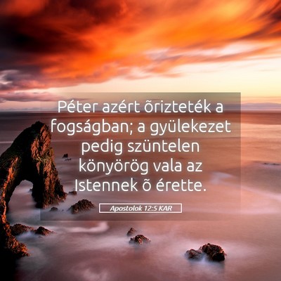 Picture 05 - Apostolok 12:5 KAR - Péter azért õrizteték a fogságban; a - Bible Verse Picture